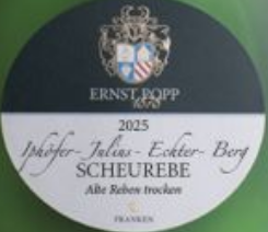 31. Iphöfer Julius-Echter-Berg Scheurebe trocken, NY - Image 2